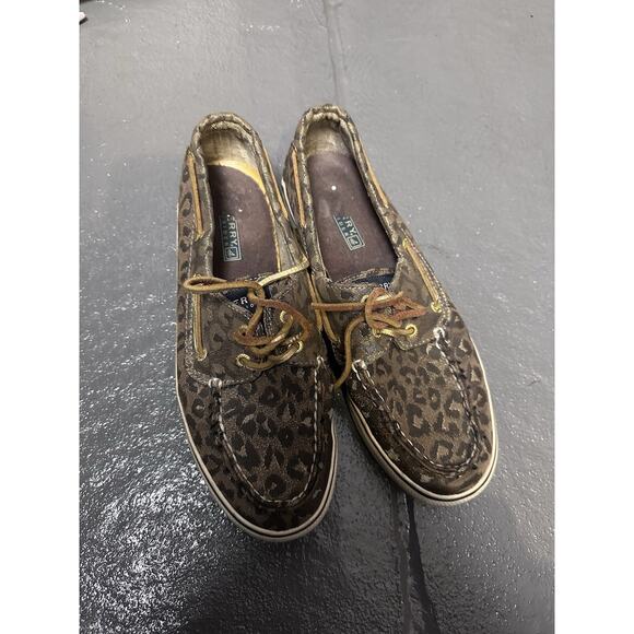 leopard cheetah animal print sperry top sider boat shoes size 7.5 - Picture 6 of 6